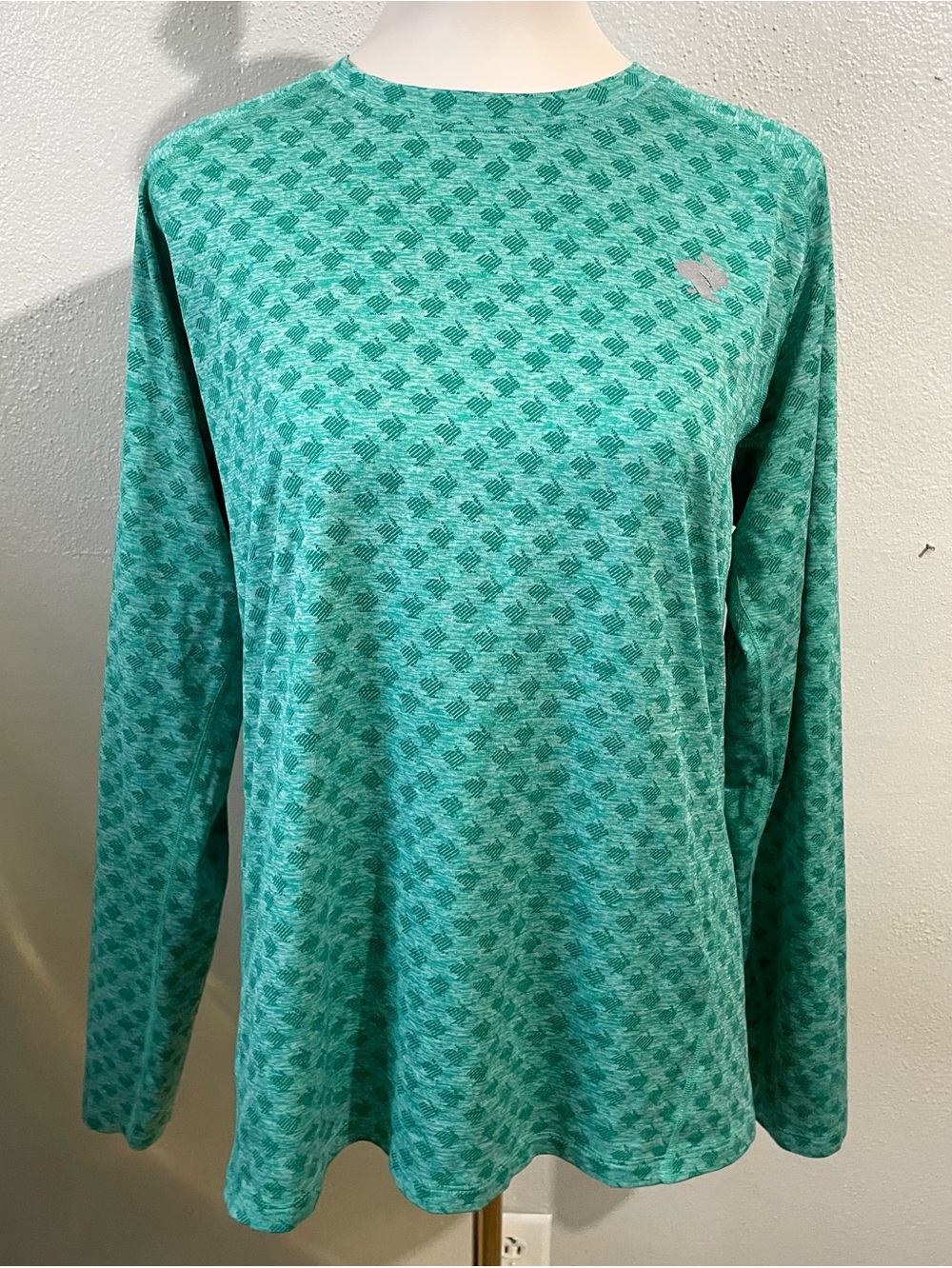 Rabbit Green Rabbit Print Long Sleeve Running Shirt Performance Activewear Large